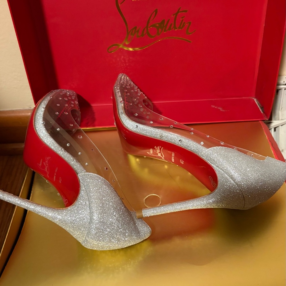 Christian Louboutin Silver and Clear Heels - Picture 2 of 5
